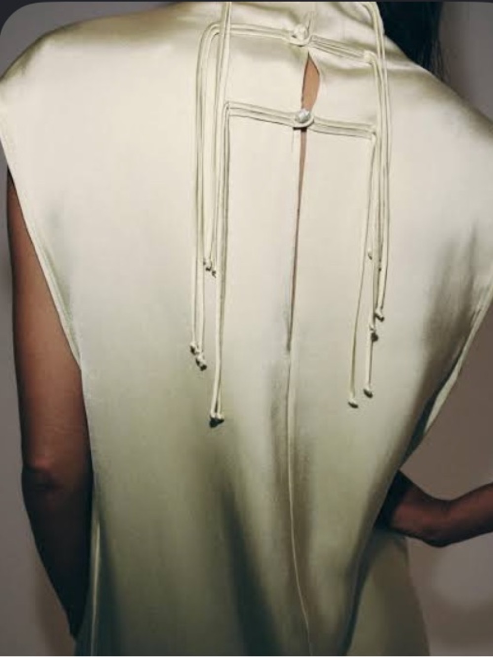 Zara Satin Midi Dress in Pale Cream